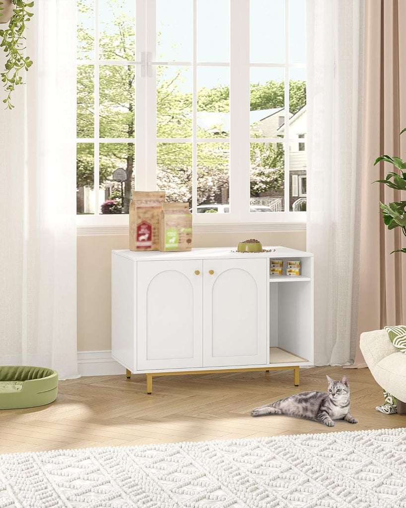 Cat Litter Box Enclosure, Hidden Litter Box Furniture with Storage