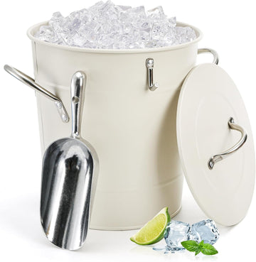 4L Ice Bucket with Scoop and Lid, Double Walled Insulated Wine Bucket Chiller with Carry Handles, Beverage Tub