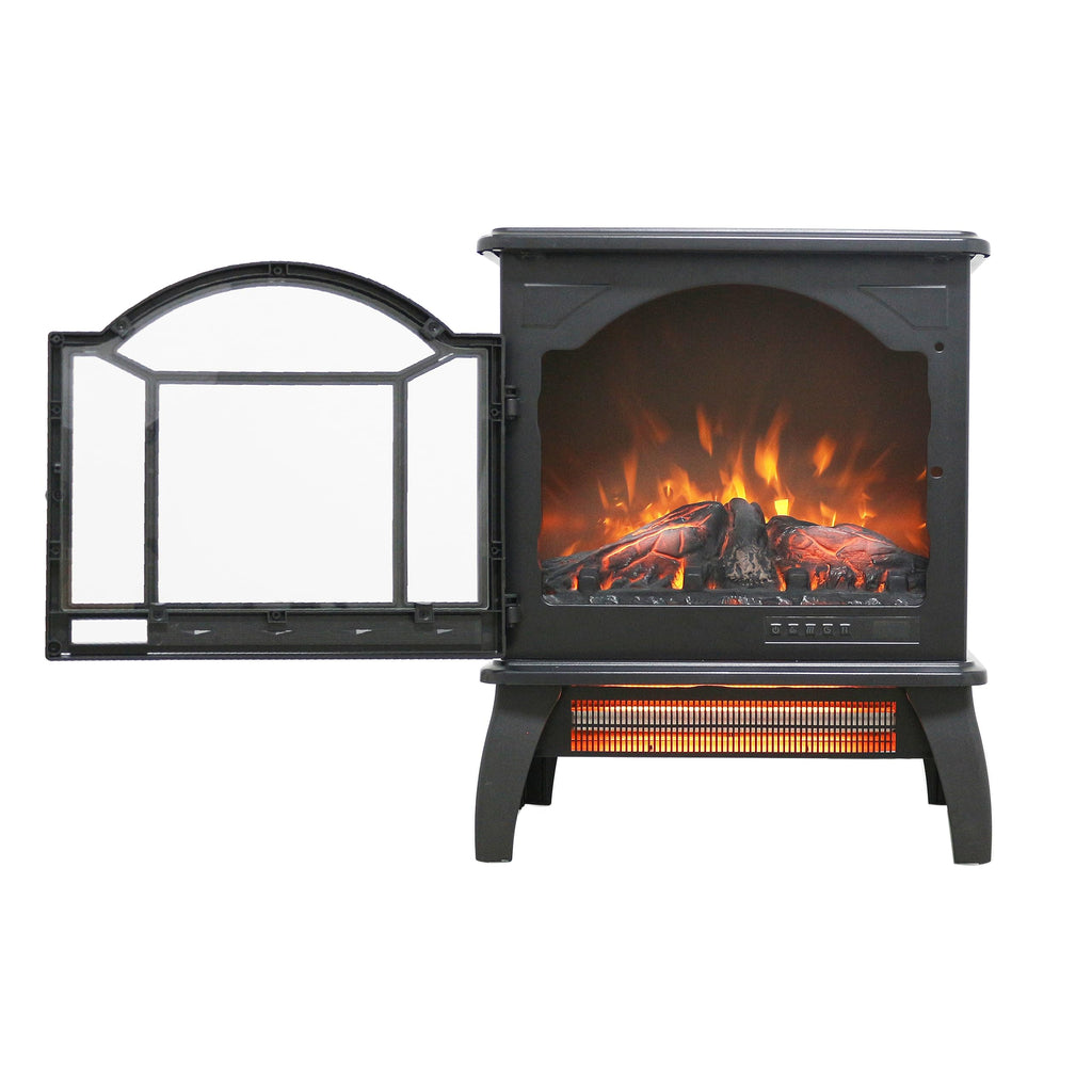 Freestanding Electric Fireplace Heater,Portable Infrared Fireplace Stove with 4 Types of 3D Realistic Flame