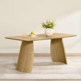 71" Modern Dining Table for 6, Rectangle Wood Kitchen & Dining Room Table, Solid Rubberwood Frame, Bentwood Legs, Oak