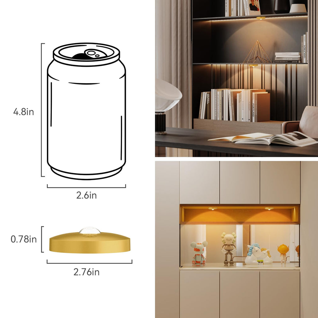 Rechargeable Puck Lights with Remote, 6 Pack Magnetic Under Cabinet Lighting, 1500mAh Battery Operated LED Tap Lights