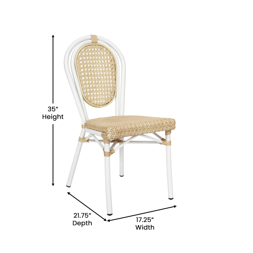 Aluminum Indoor/Outdoor Stackable Chair, Natural, 2-Pack