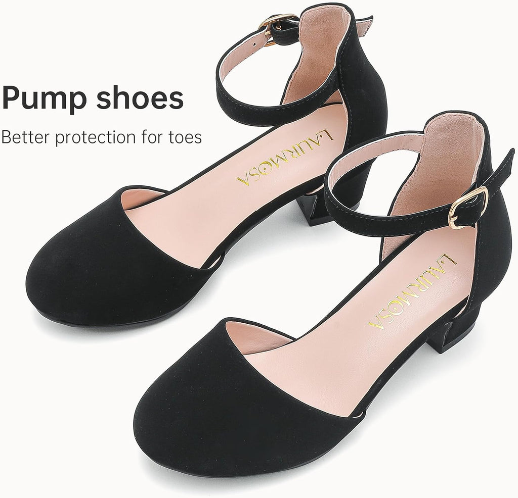 Girls Dress Shoes Closed Toe Pumps High Heels for Little Big Kid