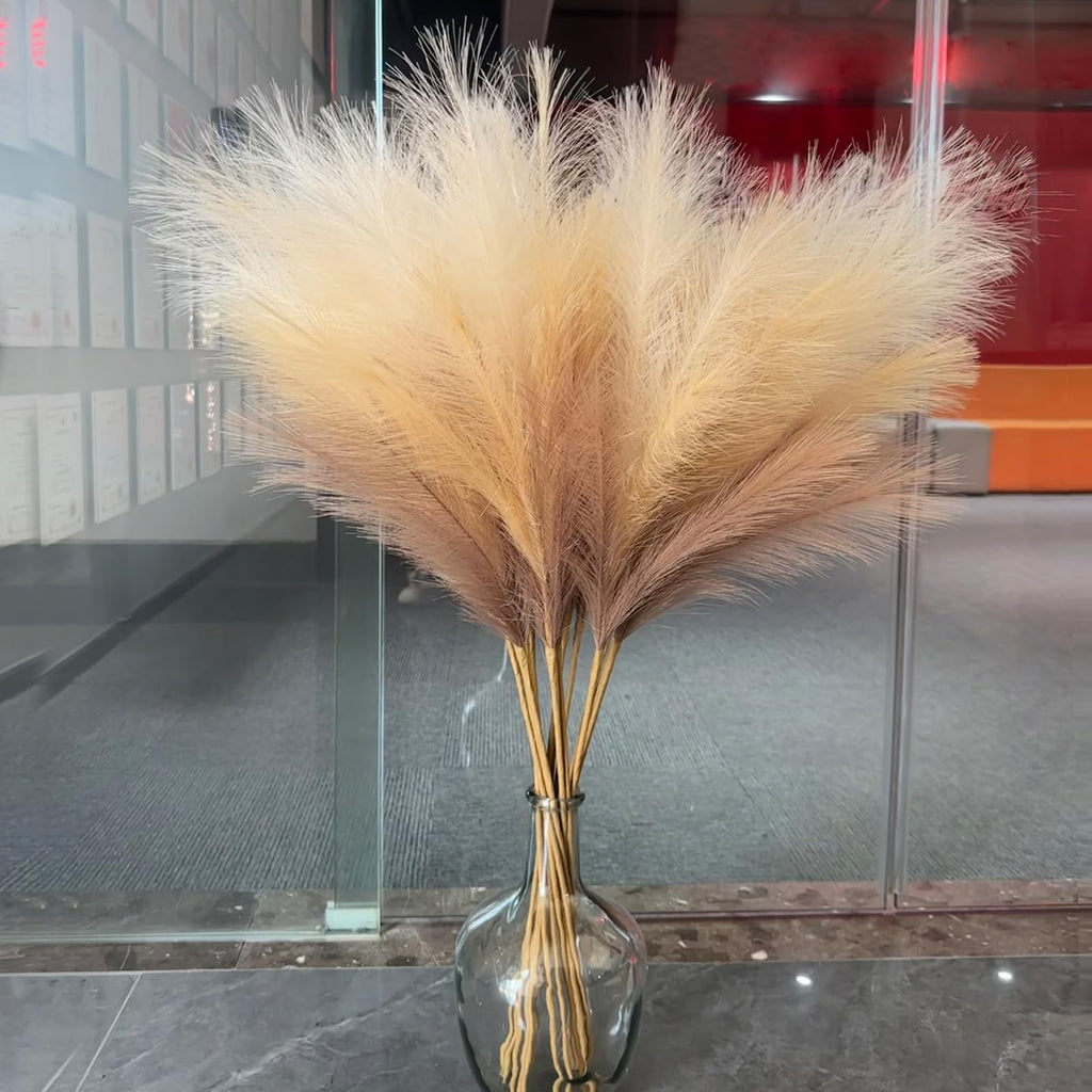 38" 10 Stems Faux Pampas Grass Tall Decor for Floor Vase (Beige Mixed)