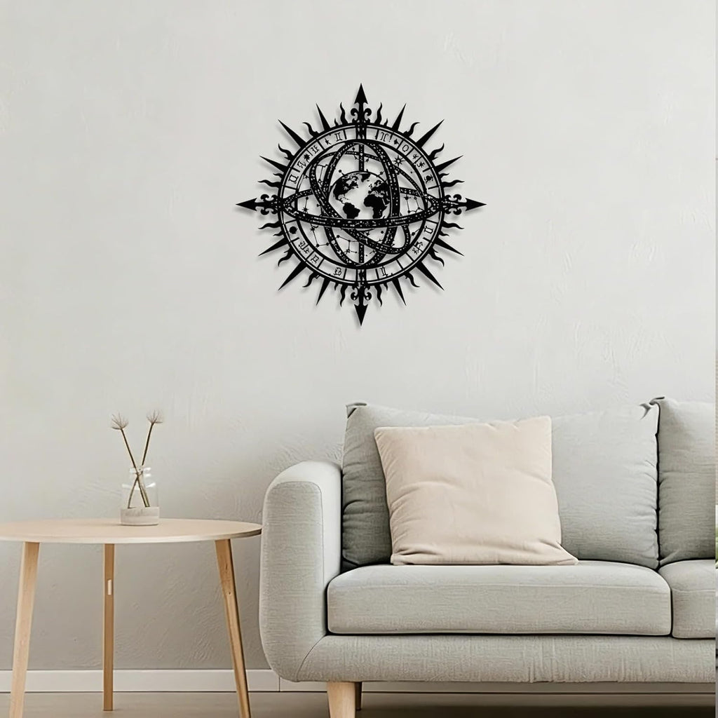 Celestial Globe Armillary Sphere Metal Wall Art Metal Signs Metal Outdoor Decor Wall Art Decor Vintage Gothic Artwork