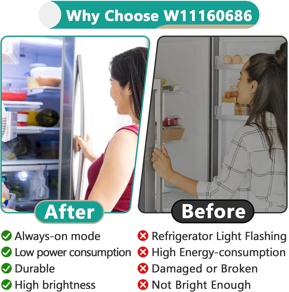 2 Pcs W11518235 Refrigerator Bulb Compatible with Kenmore Whirlpool Freezer