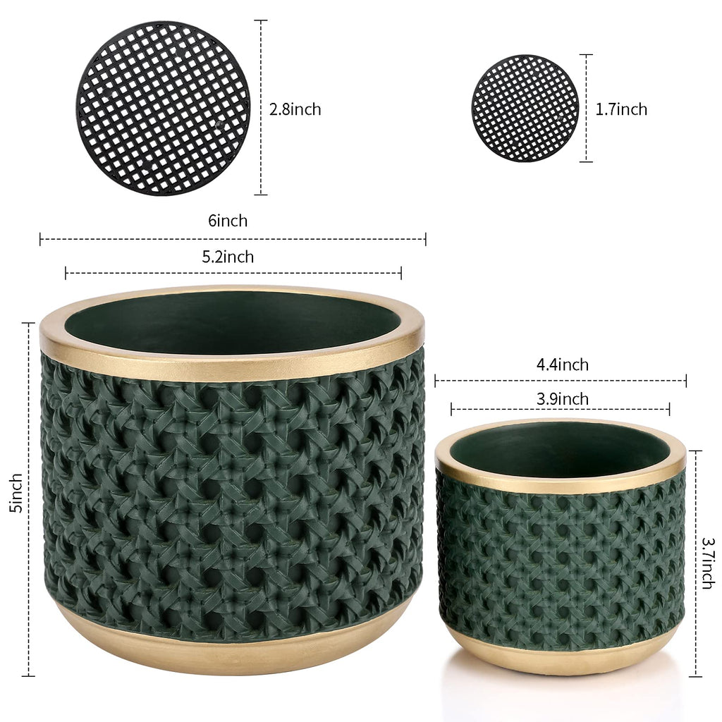 6&4.4 Inch Cement Planter Decorative Pots with Drainage Hole for All House Plants, Succulents, Flowers, and Cactus