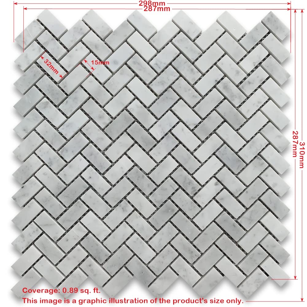 Calacatta Gold Marble 5/8x1-1/4 Herringbone Mosaic Tile Honed Kitchen Bath Wall Floor Backsplash Shower (1 Sheet)