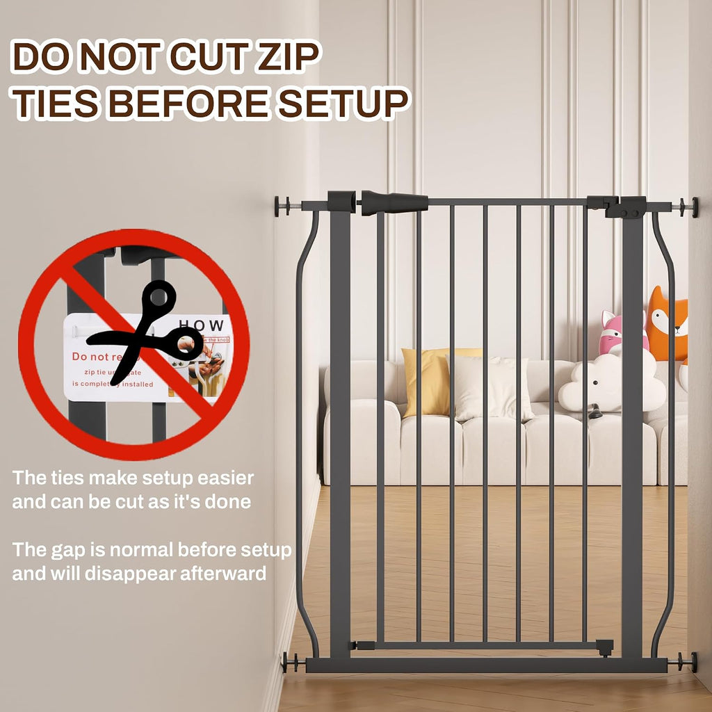 Baby Gate for Stairs Doorways, 29.1-33.8" Extra Wide 36" Tall Dog Gate with Auto-Close, Pressure Mounted Walk Through