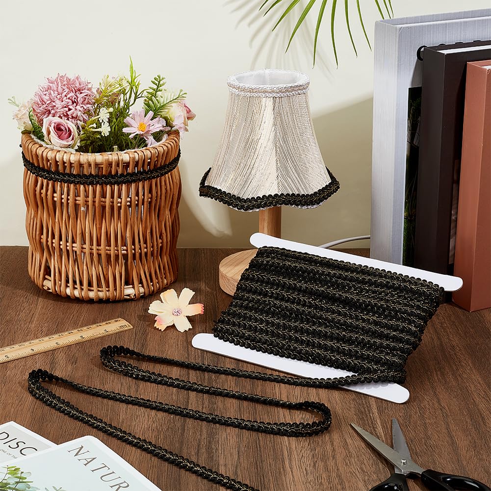 15 Black Yards Gimp Braid Trim 12mm Metallic Polyester Woven Braid Trim Decorative Gimp Trim Ribbon for Costume DIY