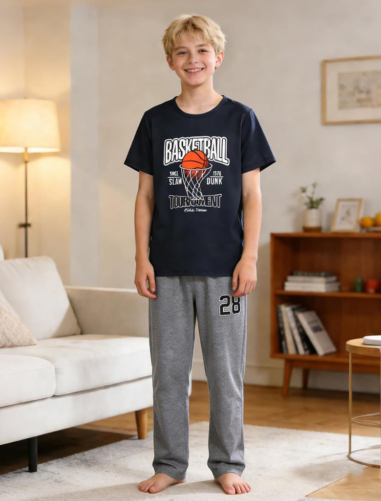 Boys Pajamas 2 Piece Short Sleeve & Pants Pjs Set Soft Fun Sleepwear for Kids