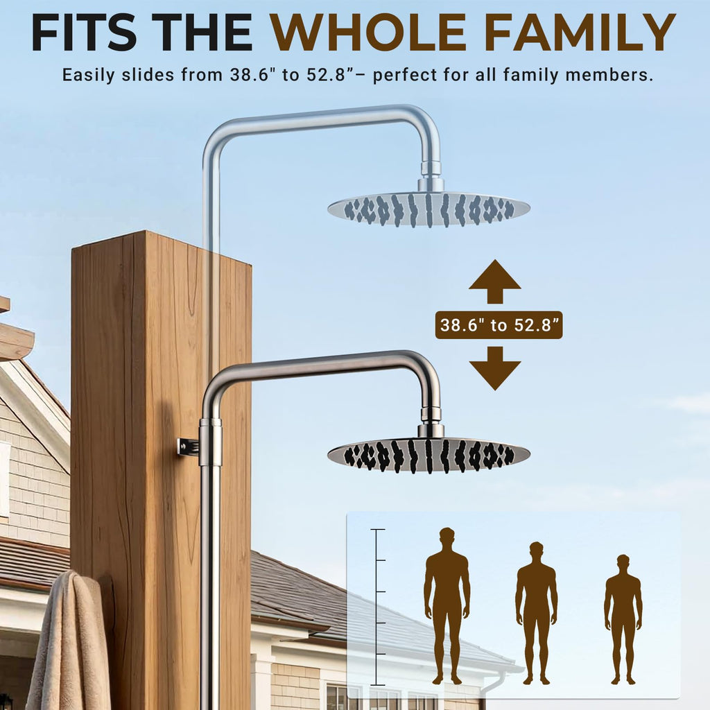 316 Marine-Grade Stainless Steel Wall-Mount Outdoor Shower Kit