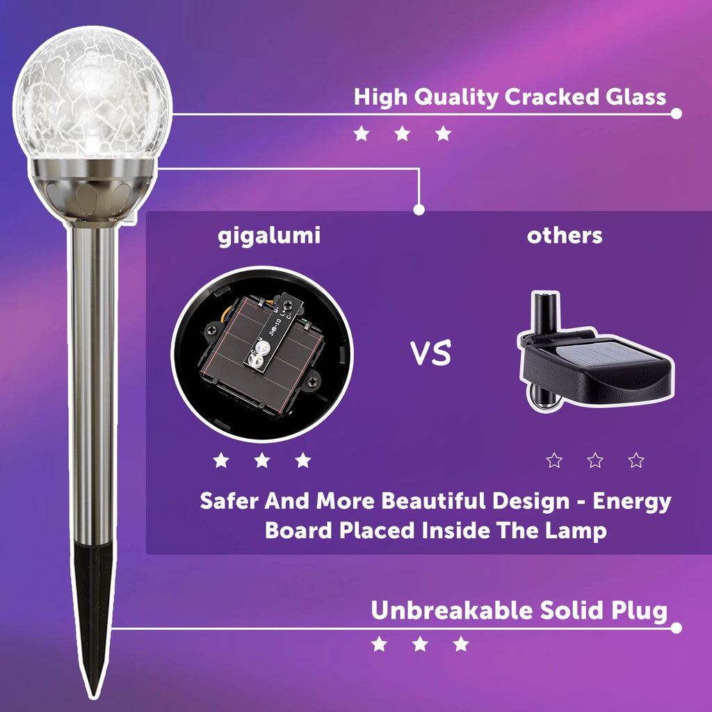 Solar Outdoor, Cracked Glass Ball Solar Garden Lights, Color Changing Lights Outdoor, Garden LED for Path, Patio