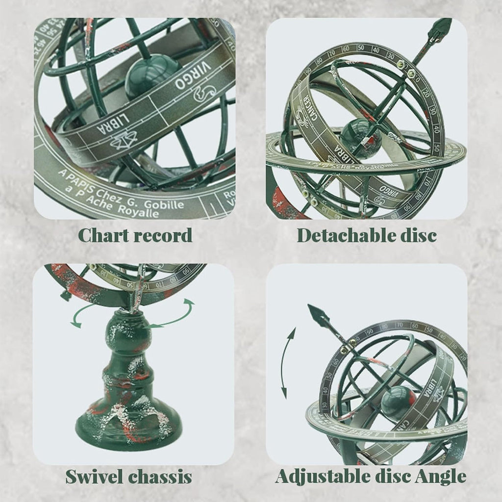 Armillary Sphere, Metal Globe Decor, The Metal Globe Decoration Features Dust-Proof and Waterproof Design That can