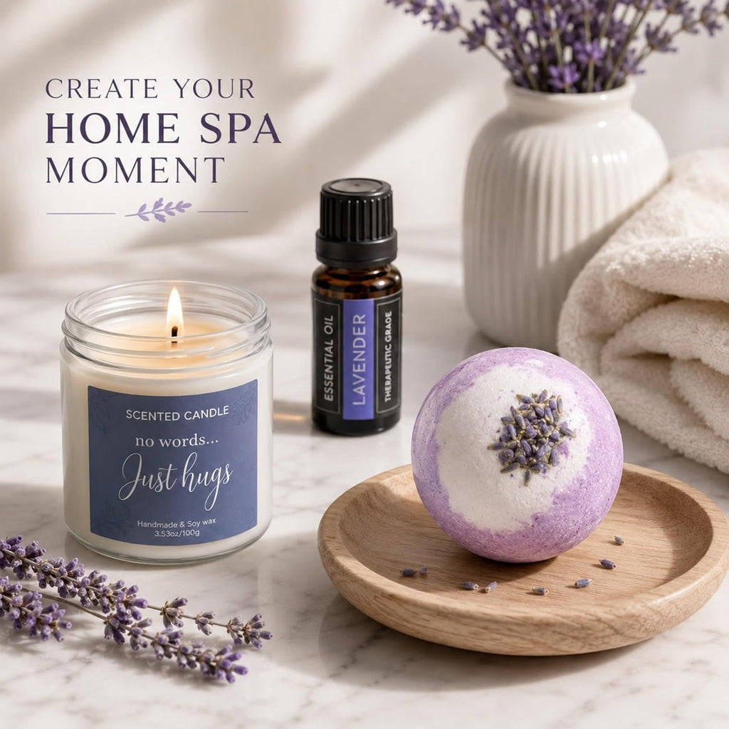 Lavender Self Care Gift Set for Women Relaxing Sleep Ritual Spa Kit