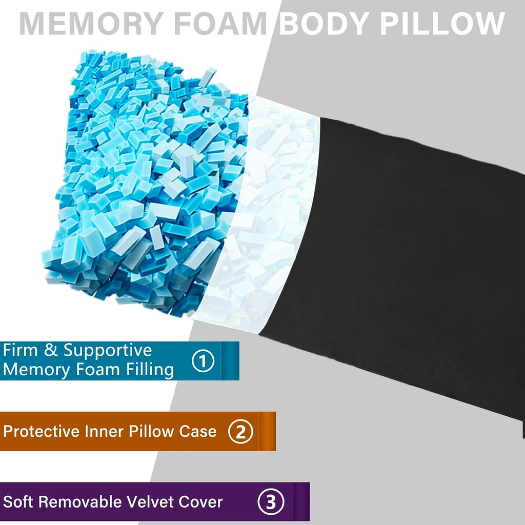 Body Pillow, Memory Foam Body Pillows for Adults Sleeping, Long Pillow for Bed, Big Large Firm Full Body Pillow for