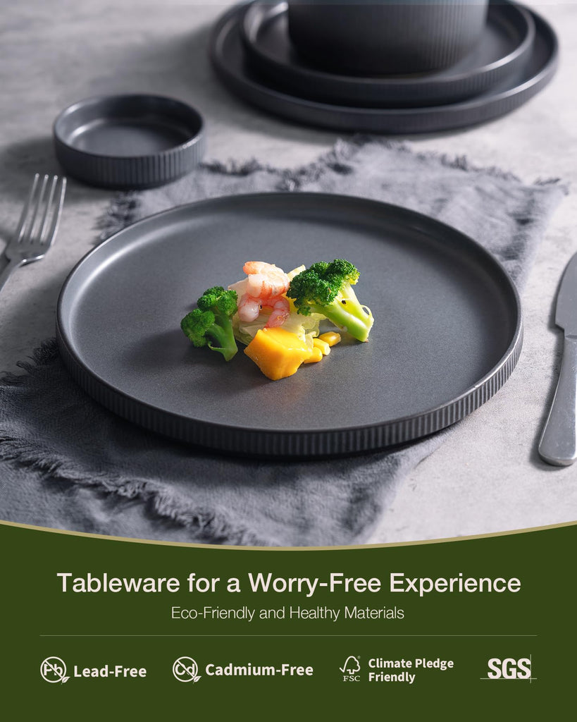 Star Plates and Bowls Sets, 18pc Modern Stoneware Dinnerware for 6