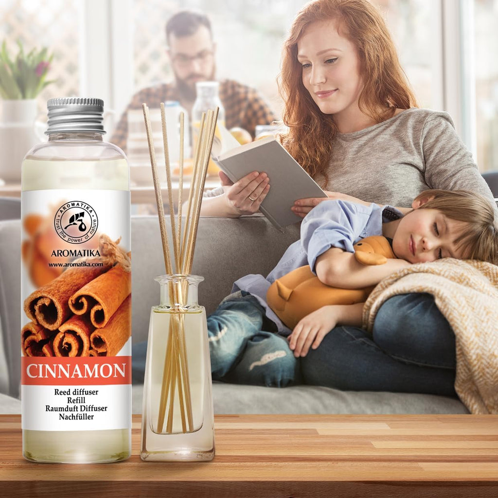 Cinnamon Reed Diffuser Refill with Natural Essential Cinnamon Oil 6.8 Fl Oz - Fresh & Long Lasting Fragrance - Reed