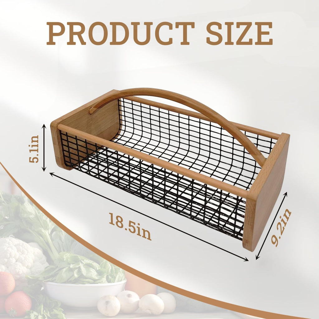 Large Garden Hod Harvest Basket, Durable Wooden Gardening, Supply Suitable, Picnic And Outdoor Picking