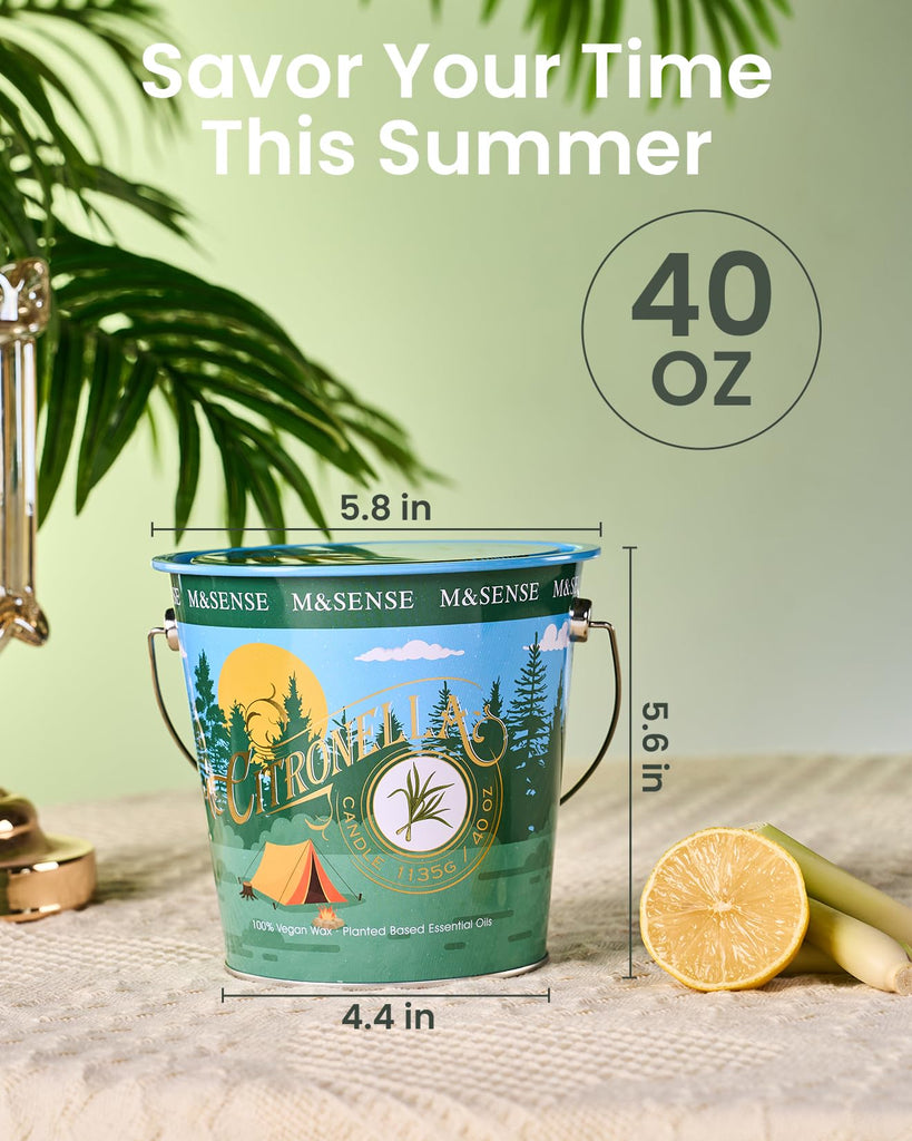 40 oz Large Citronella Eucalyptus Scented Candle Outdoor