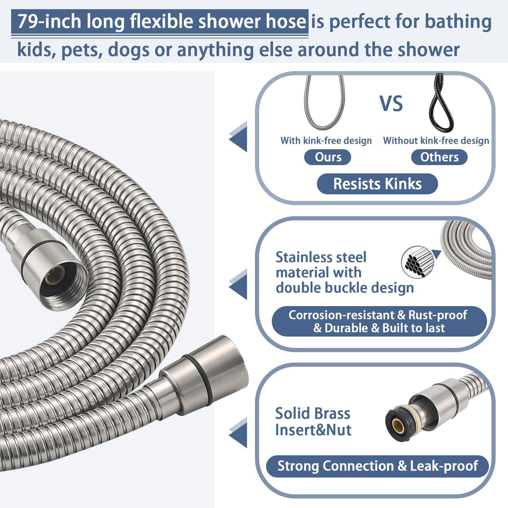 Handheld Shower Head with Slide Bar Combo, 27.5-Inch Adjustable Height Slide Bar, High Perssure Handheld Shower Head