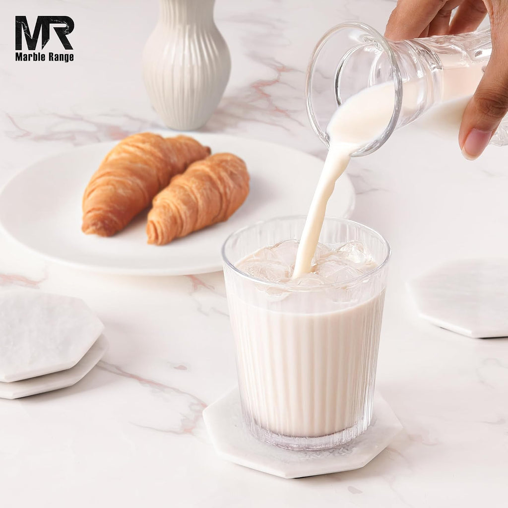 Marble Coasters White Handmade 3.5" Inches - Set of 6