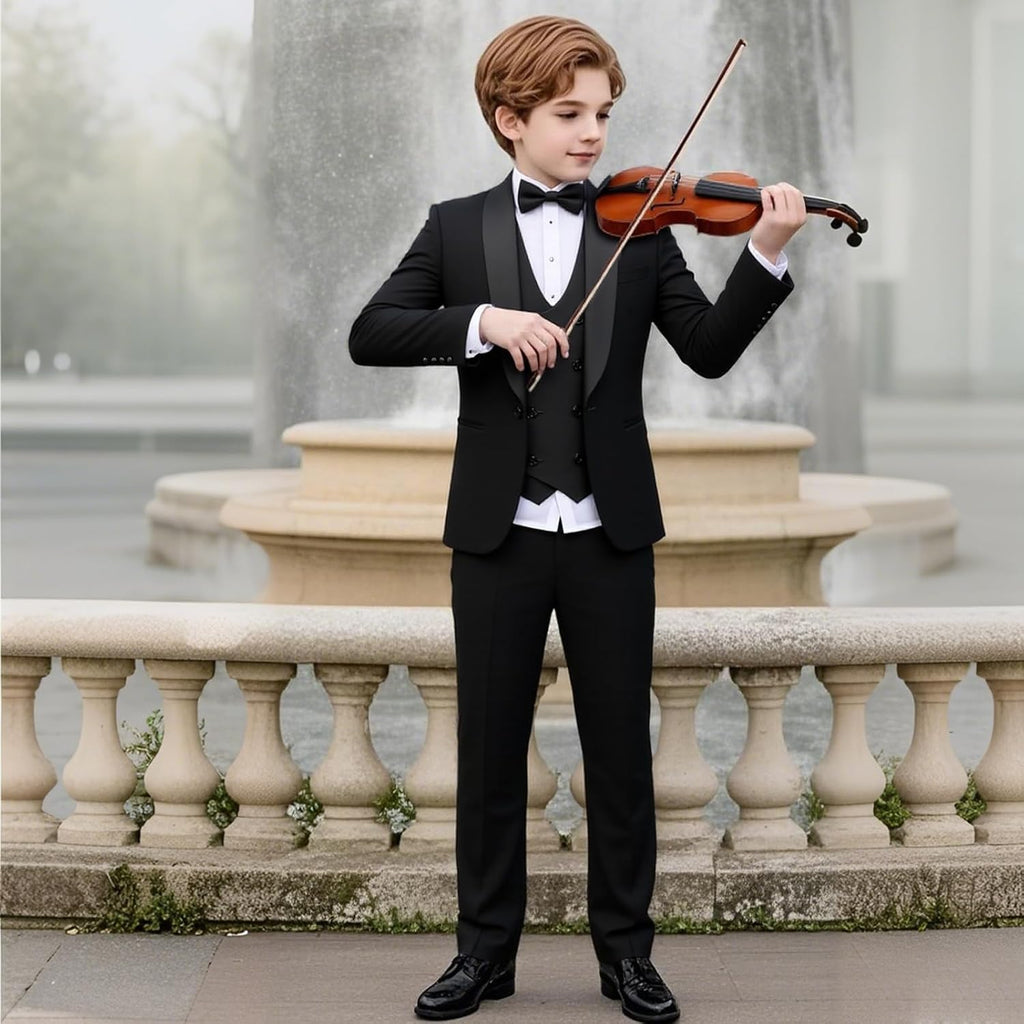 Boys Suit Set Slim Fit 4 Pieces Kid Prom Tuxedo Wedding Outfits