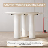 39" Round Dining Table for 4 Cream White Kichen Table with 3 Legs Modern Round Table 4 Seats Dining Room Table for