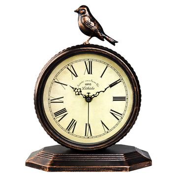 Desk Clock Kitchen Vintage Table Clock Mantel Desktop Farmhouse Tabletop Metal Clock Living Room Silent Decor Battery