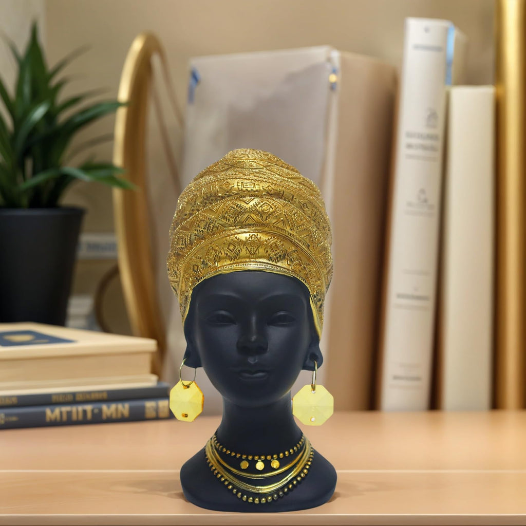African Women Statues, Vintage Black Lady Art Bust Figurines