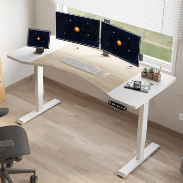 63 Inch Dual Motor Electric Standing Desk, Height Adjustable Sit Stand Desk with Memory Control and Spacious Desktop