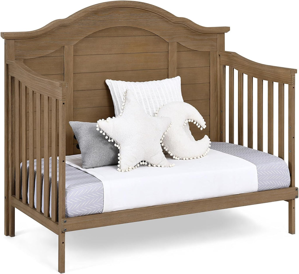 Simmons Kids Asher 6-in-1 Convertible Crib with Toddler Rail, Aged Oak