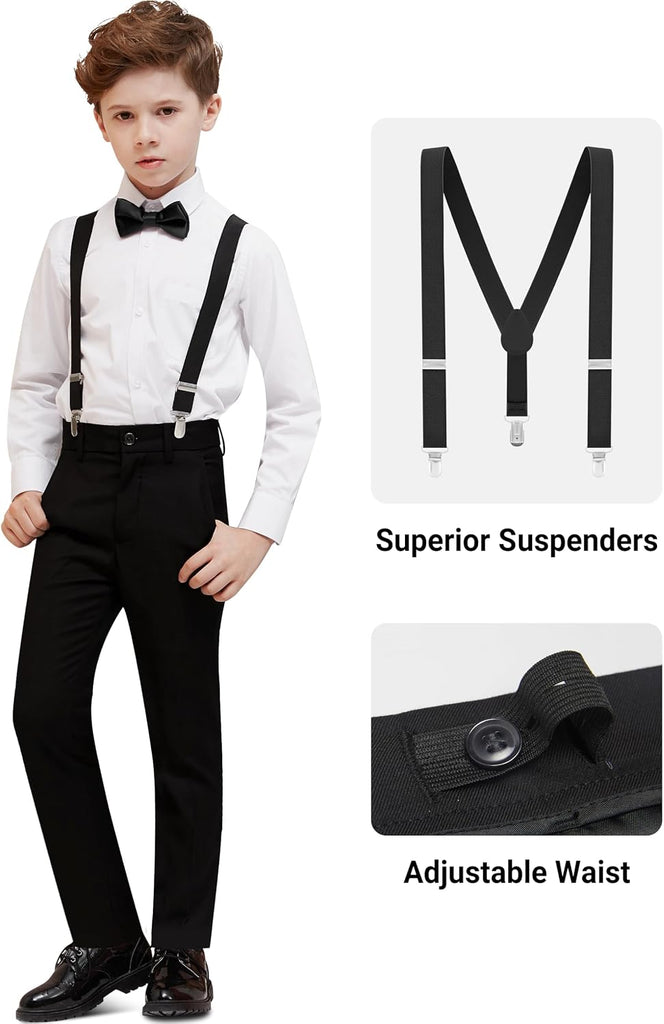 Boys Suit Piece & Piece Tuxedo for Kids with Suspenders