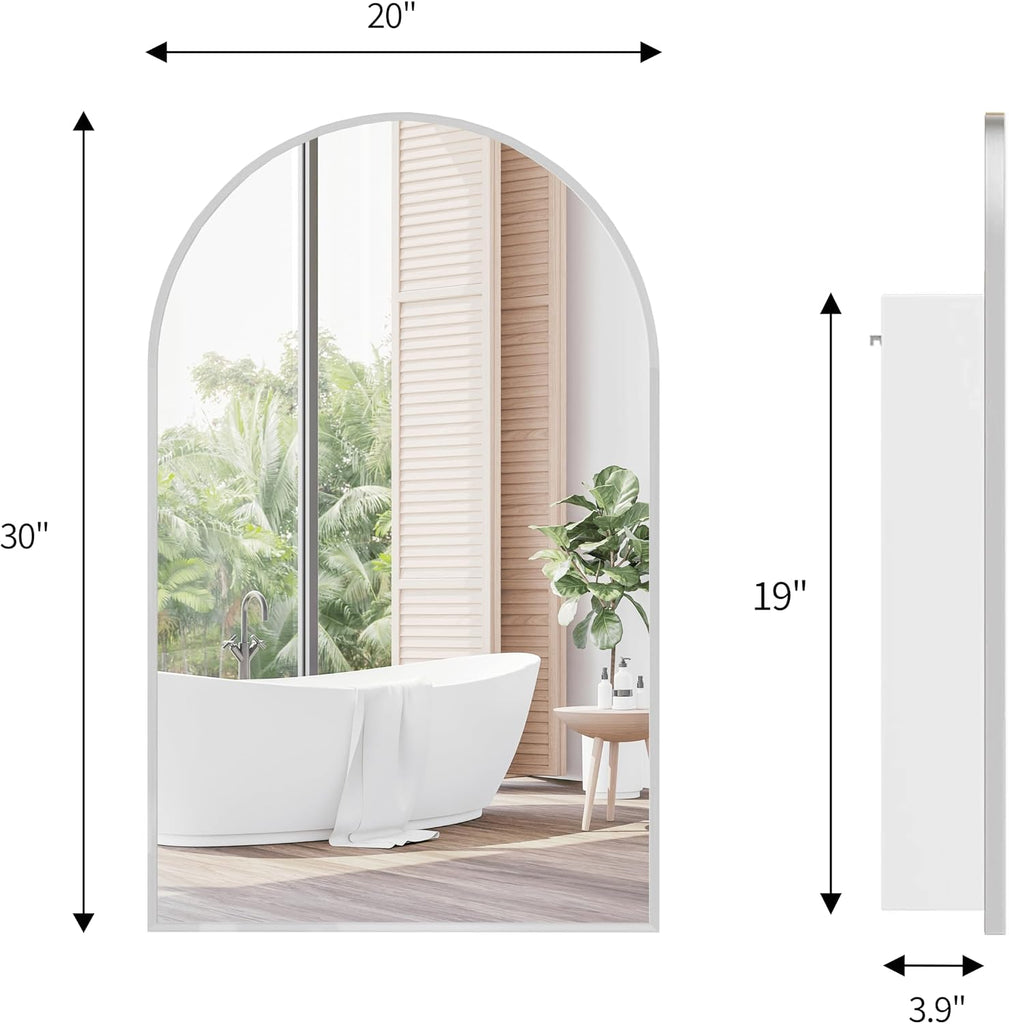 Arched Medicine Cabinet with Mirror Bathroom Mirror with Storage Bathroom Medicine Cabinet with Mirror Aluminum Alloy