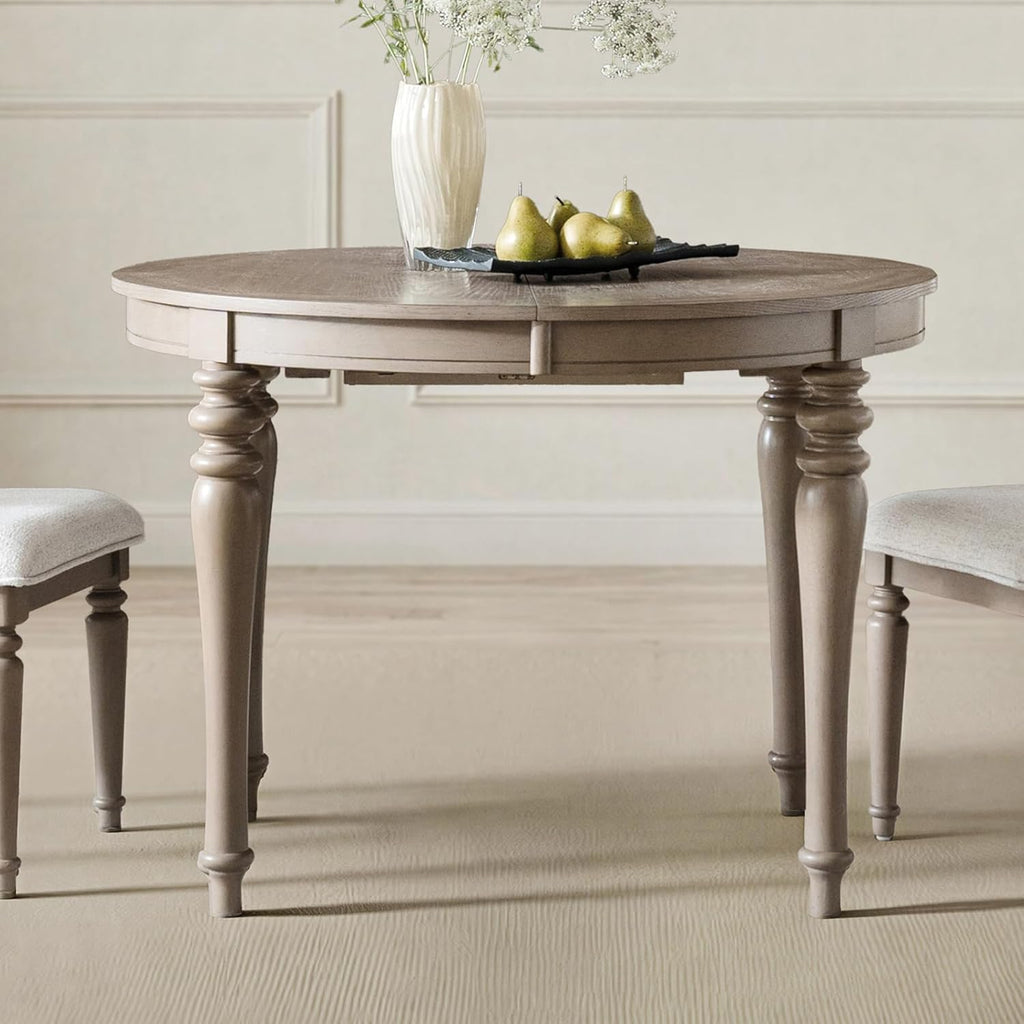 42"-60" Oval Round Extendable Dining Table, Vintage Oak Wood Expandable Dining Room Kitchen Table with Butterfly Leaf