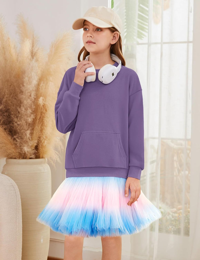 Crewneck Sweatshirts Kids Long Sleeve Tops Cute Oversized Hoodless
