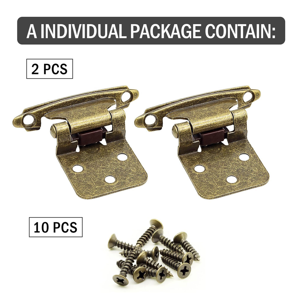 50 Pack (25 Pairs) Kitchen Cabinet Hinges Overlay Antique Brass