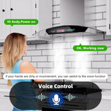 30 Inch Stainless Steel Wall Mount Range Hood 900 CFM 4 Speed Voice, Gesture & Touch Control Glass Canopy, Memory Function