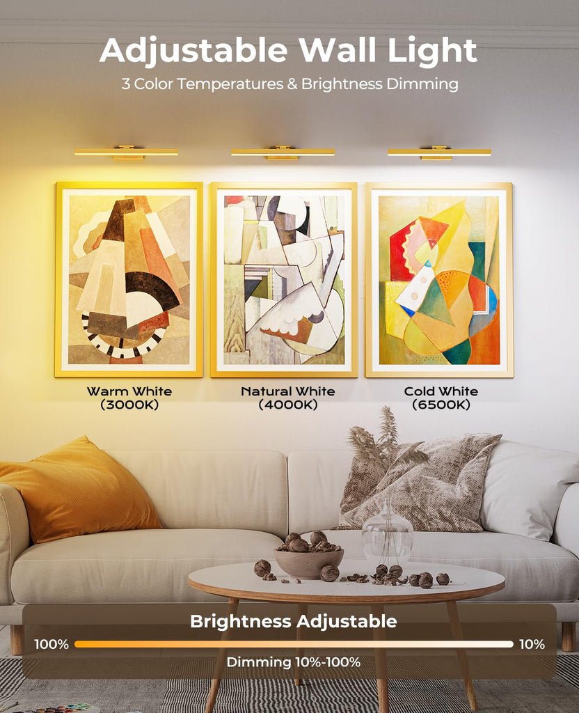 Picture Light for Wall, 16in Battery Wall Sconce Art Light CCT Dimmable Magnetic Battery Lights for Painting