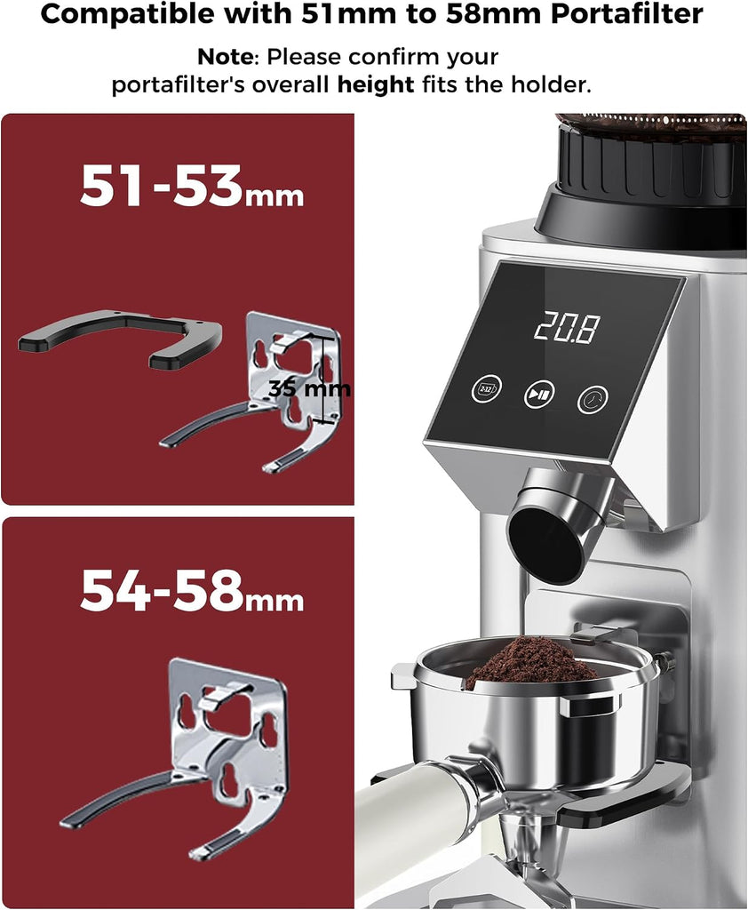 G1 Conical Burr Coffee Grinder with 48 Grind Settings, Silver | Anti-static Burr Espresso Mill, Electronic Timer and
