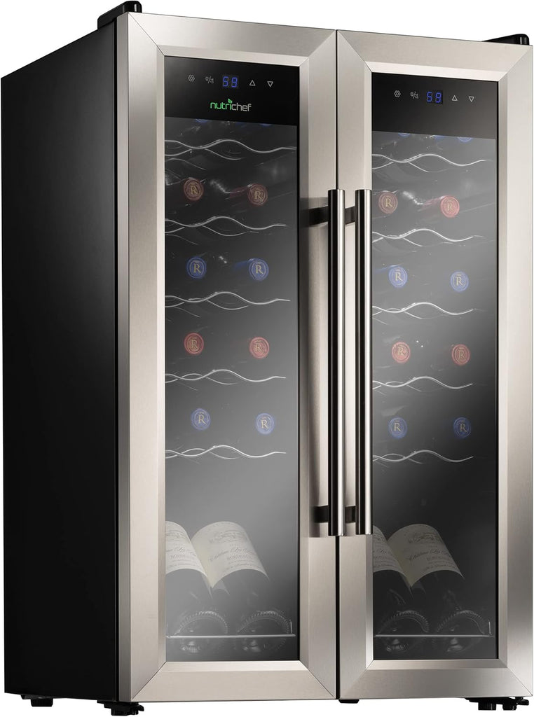 24-Bottle Wine Fridge - Dual Zone Cooler for Red & White Wines, 41°F - 64°F Temp
