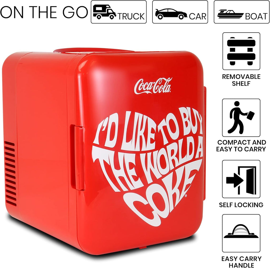World 1971 Series Portable 6 Can Thermoelectric Mini Fridge Cooler/Warmer, 4 L/4.2 Quarts Capacity, 12V DC/240V AC for