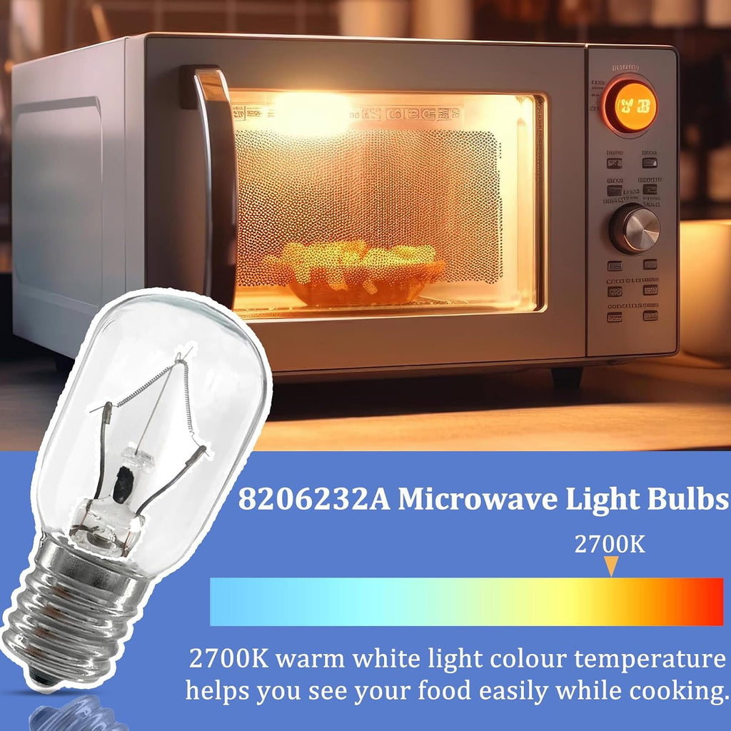 Light Bulbs for Whirlpool Microwave, 40w 125v E17 Microwave Light Bulbs Under Hood, Oven Light Bulb, High