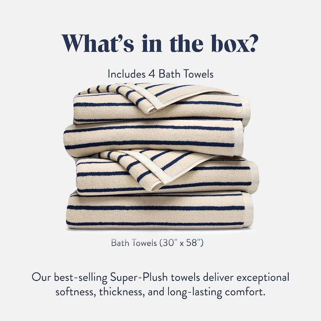 100% Turkish Cotton Bath Towels Spa-Quality Cotton - Set of 4, Abyss