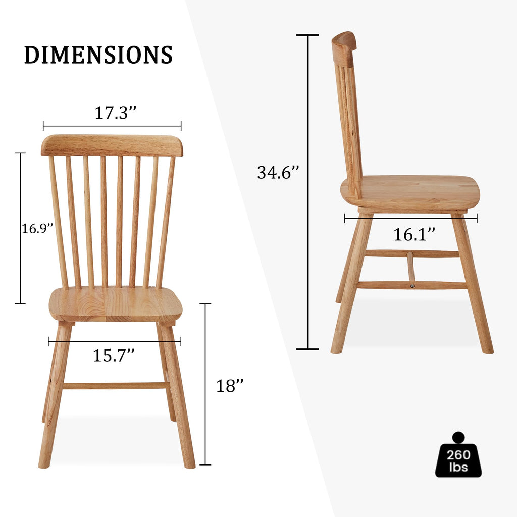 Dining Chairs Set of 4, Farmhouse Solid Wood Windsor Kitchen Chairs Set with Spindle Back for Restaurant Dining Room
