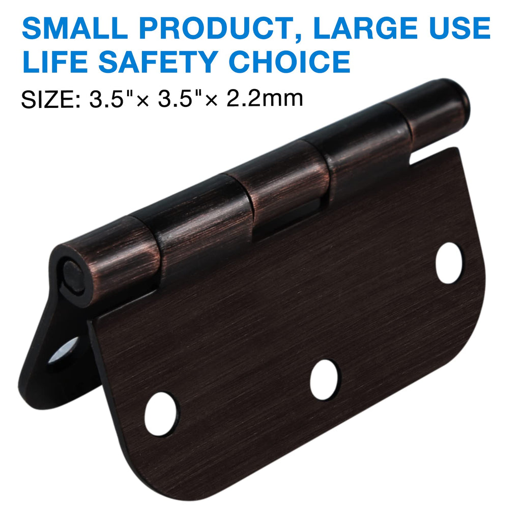 Rounded Door Hinges 3.5" x 3 1/2" Oil Rubbed Bronze 5/8" 18 Pack