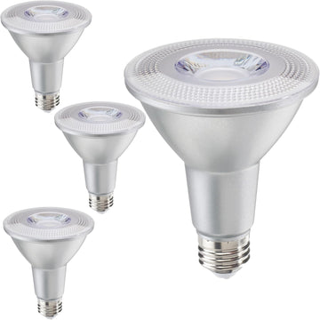 PAR30 LED Long Neck Reflector Flood Light Bulb Silver Finish 10W (75W Equivalent) 800 Lumen 3000K Soft White Dimmable