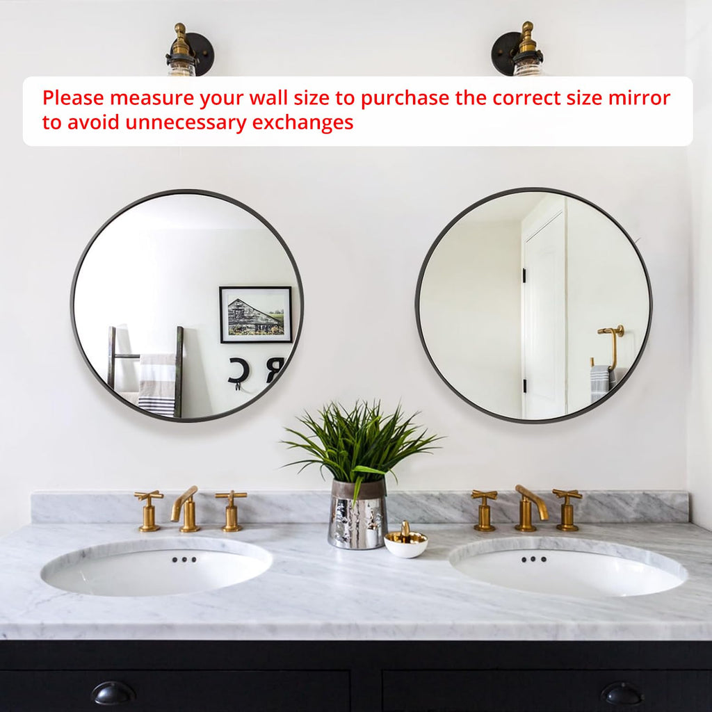 Black Round Mirror 20 Inch, Wall Circle Mirror, Matte Framed