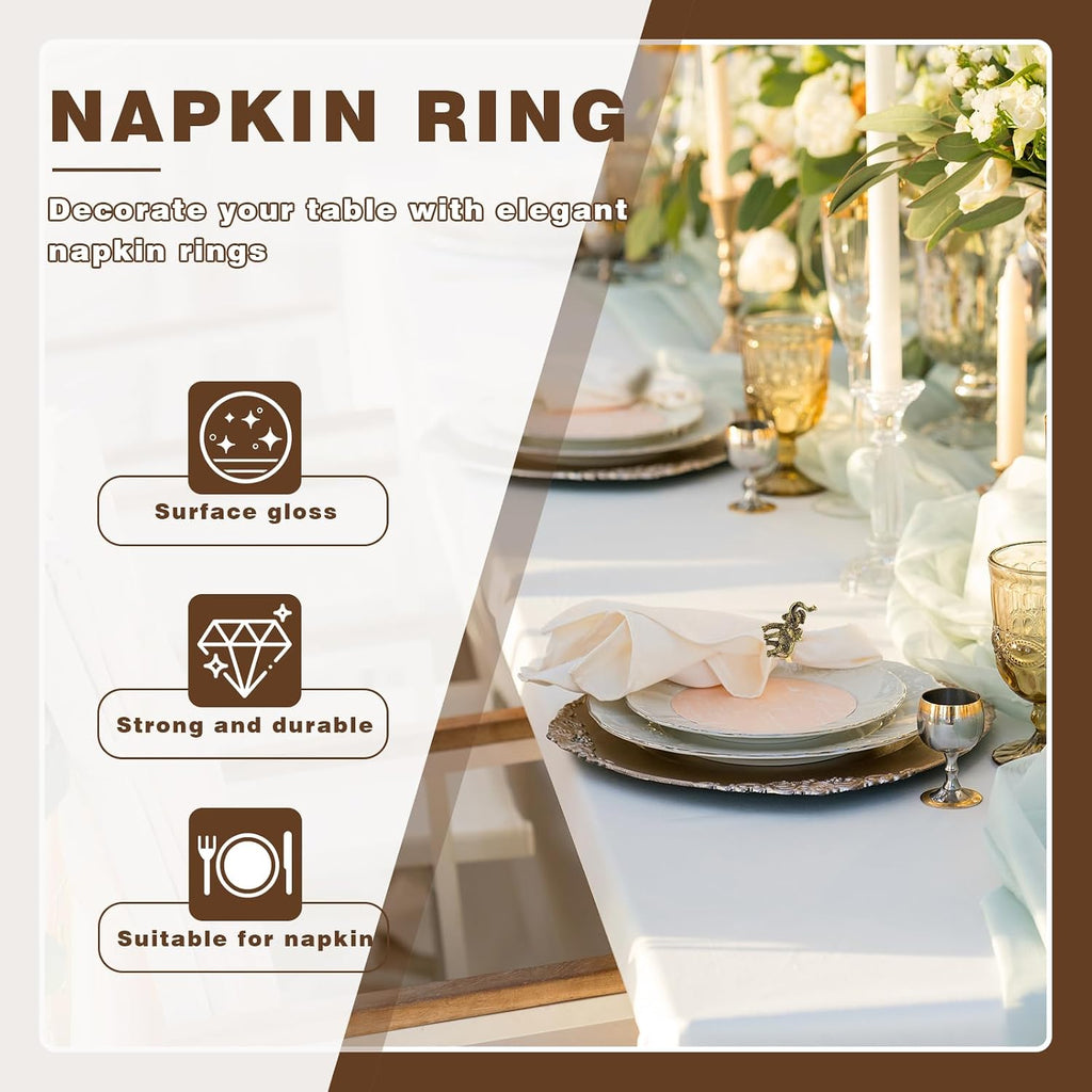 Elephant Napkin Ring, Retro Elephant Napkins Ring Holders, Napkin Holder for Wedding,Dinner - Set of 8