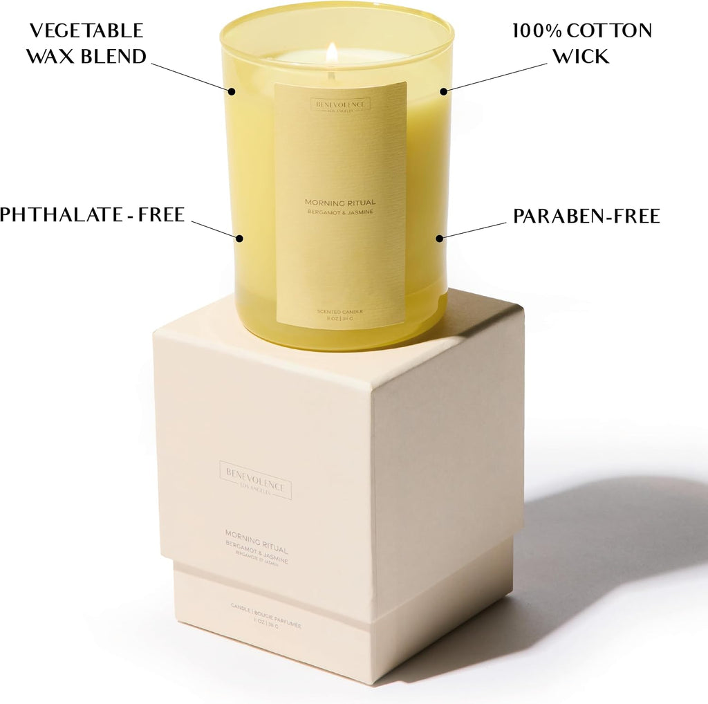 Morning Ritual Gift Box | Candle, Room Spray & Reed Diffuser | Bergamot & Jasmine | Invigorating Home Fragrance - Set of 3